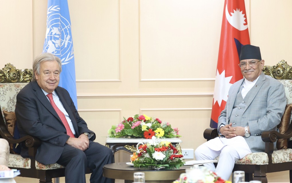 प्रधानमन्त्री दाहालसँग राष्ट्रसङ्घ महासचिव गुटेरेसको भेटवार्ता